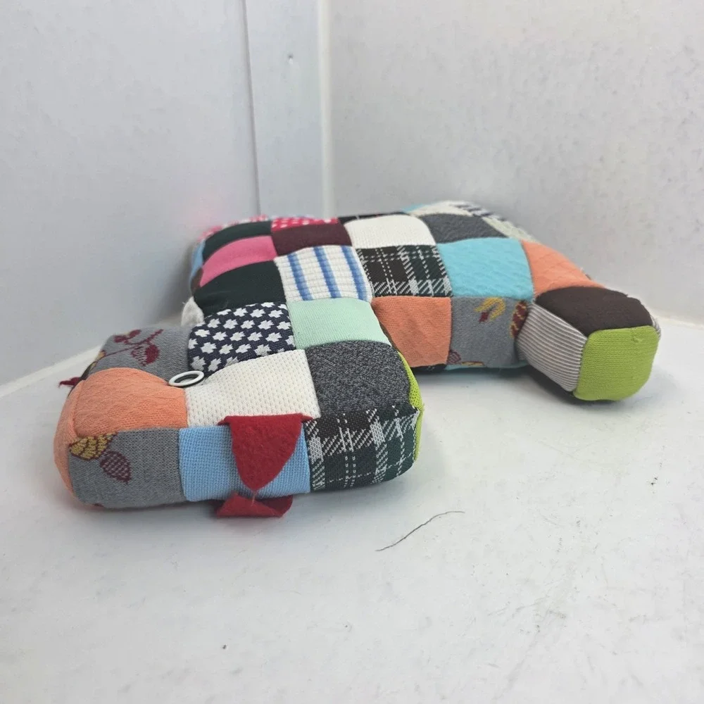 VTG Handmade Patchwork Quilt Fabric Dog Plush Stuffed Animal Folk Art Cottage